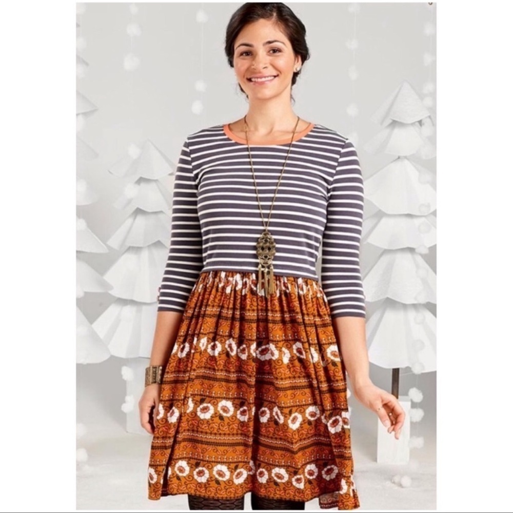 Matilda Jane Winsome Dress Once Upon A Time 3/4 Sleeve Pockets Soft Size Small